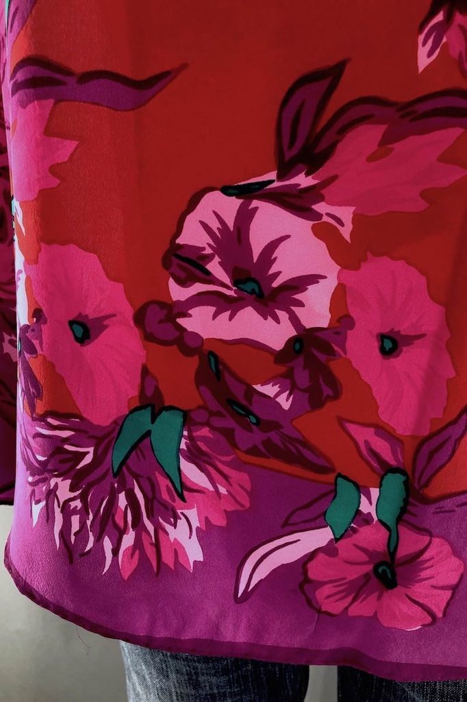 Vintage 1940s Silk Scarf / Peony Petunia Floral Print-ThisBlueBird - Modern Vintage