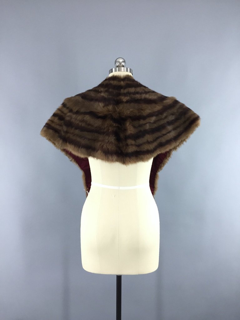 Vintage 1940s Small Dark Brown Fur Stole Wrap - ThisBlueBird
