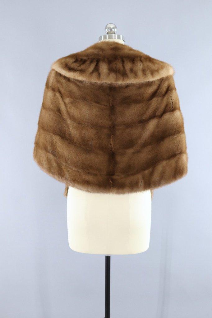 Vintage 1940s to 1950s Vandervoort's Brown Fur Stole Cape - ThisBlueBird