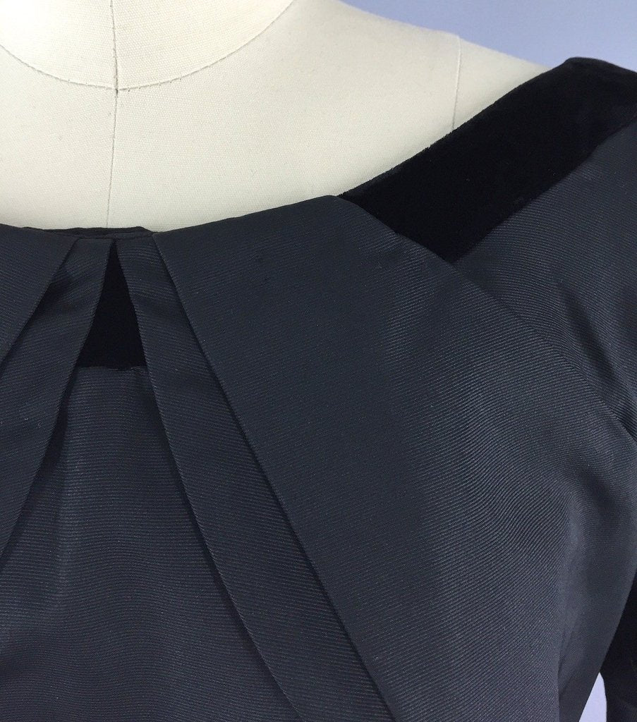 Vintage 1950s Black Taffeta New Look Dress - ThisBlueBird