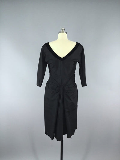 Vintage 1950s Black Taffeta New Look Dress - ThisBlueBird