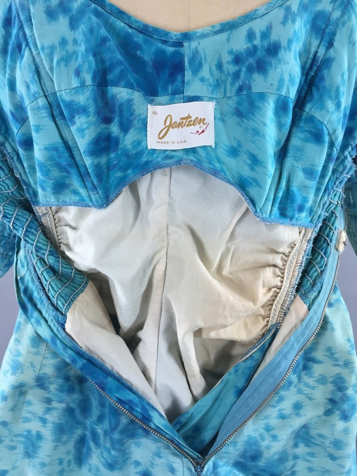 Vintage 1950s Blue Cotton Jantzen Swimsuit - ThisBlueBird