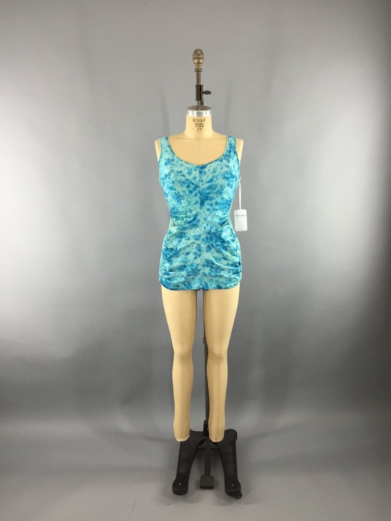 Vintage 1950s Blue Cotton Jantzen Swimsuit - ThisBlueBird
