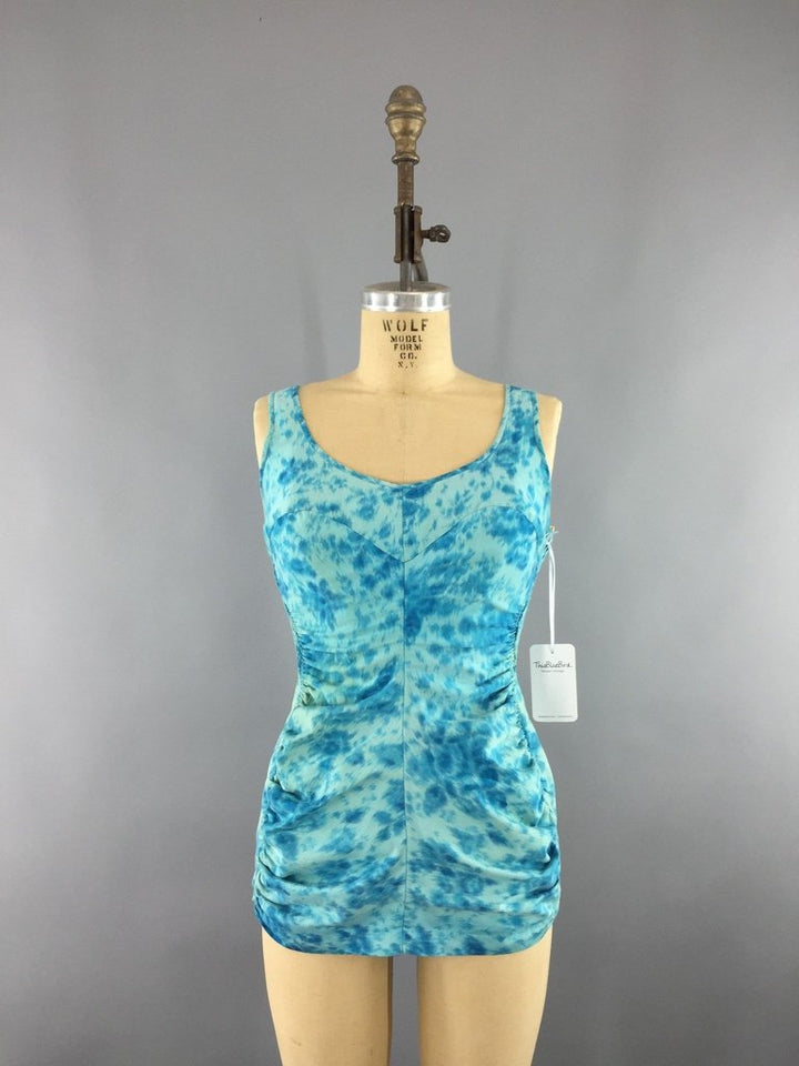 Vintage 1950s Blue Cotton Jantzen Swimsuit - ThisBlueBird