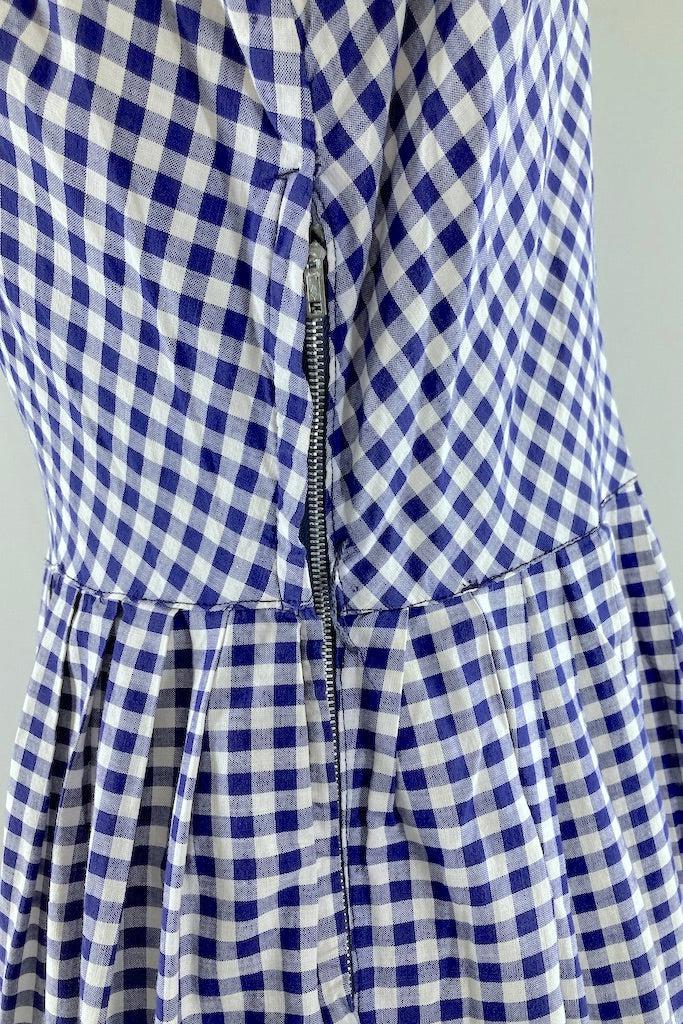 Vintage 1950s Blue Gingham Day Dress-ThisBlueBird