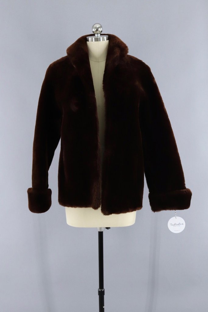 Vintage 1950s Dark Brown Sheared Lamb Mouton Fur Coat – ThisBlueBird