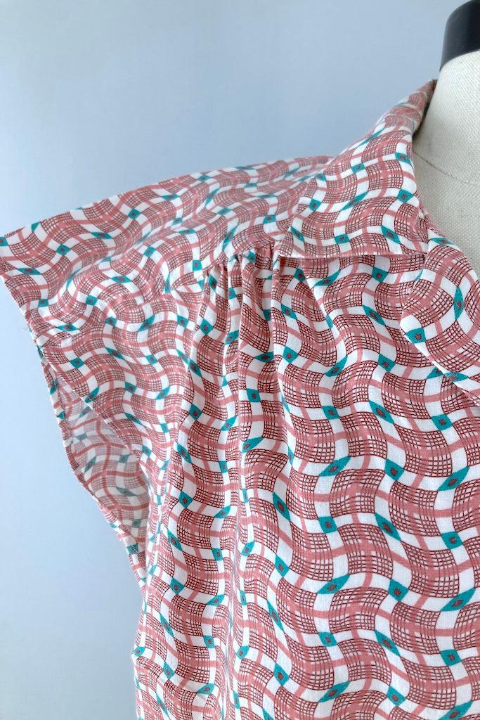 Vintage 1950s Feedsack Cotton Blouse-ThisBlueBird