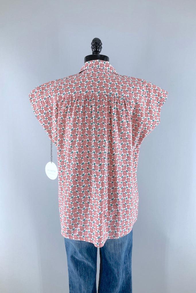 Vintage 1950s Feedsack Cotton Blouse-ThisBlueBird