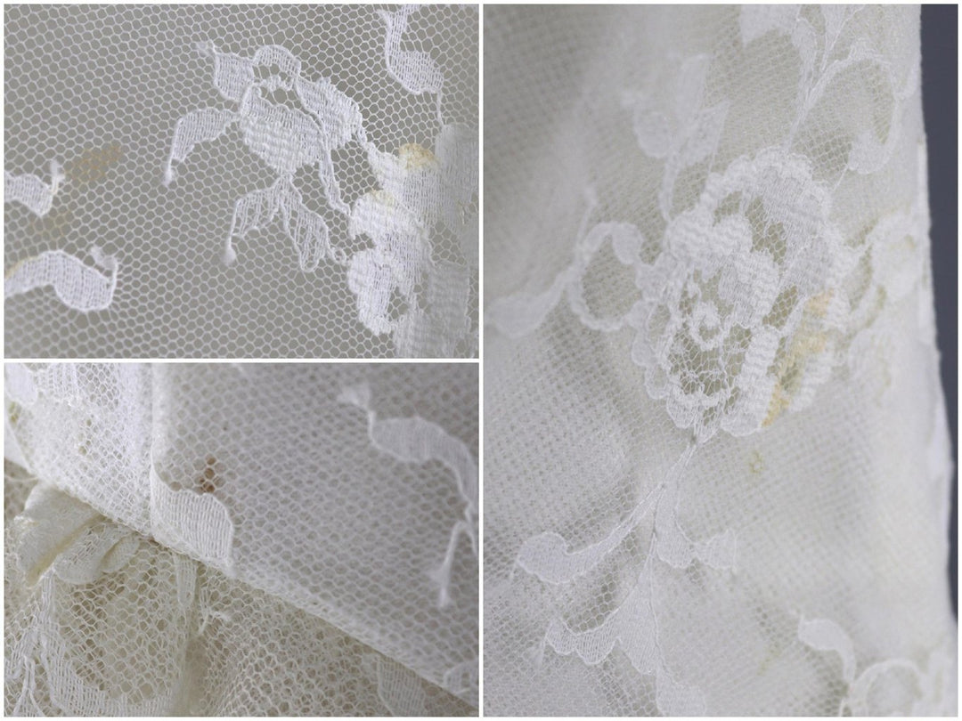 Vintage 1950s Lace Wedding Dress / Ivory Tea Length Bridal Gown - ThisBlueBird
