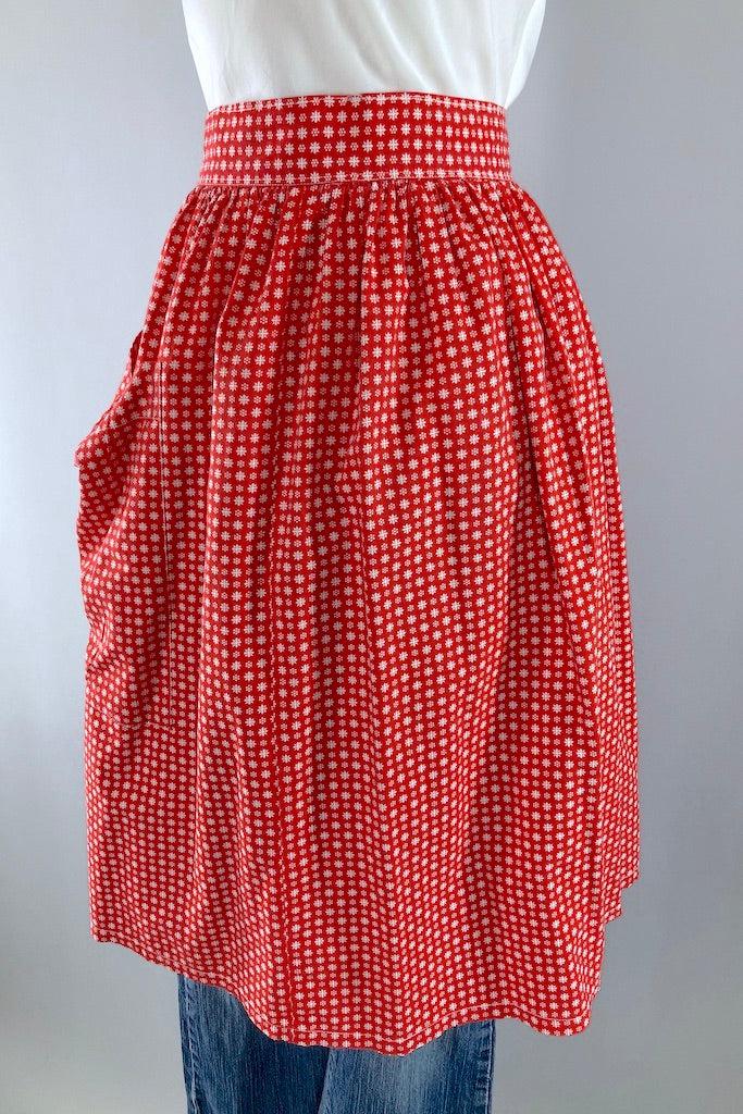 Vintage 1950s Red Stars Half Apron-ThisBlueBird