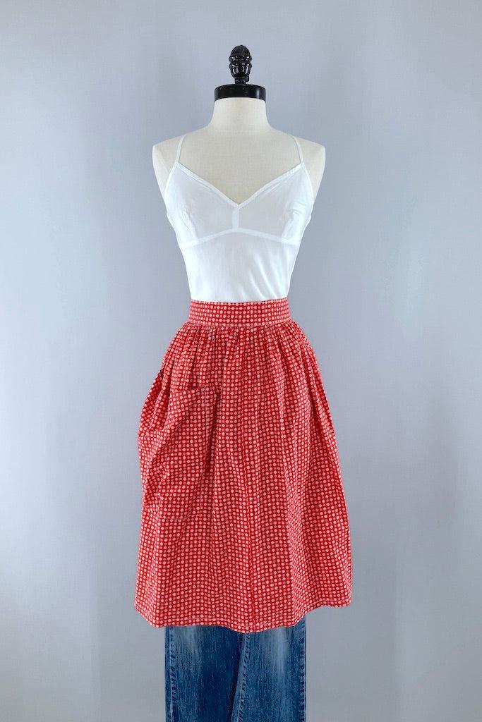 Vintage 1950s Red Stars Half Apron-ThisBlueBird