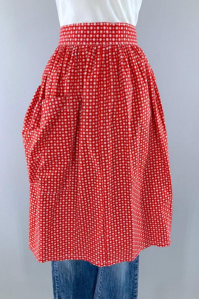 Vintage 1950s Red Stars Half Apron-ThisBlueBird