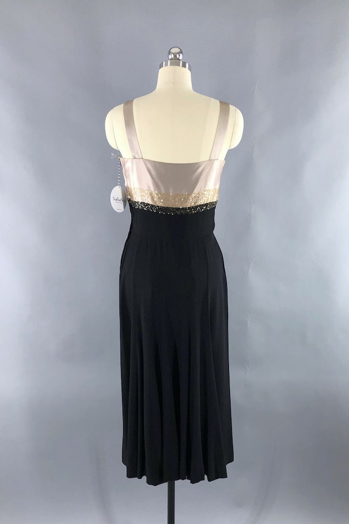 Vintage 1950s Sequined Satin Dress-ThisBlueBird - Modern Vintage