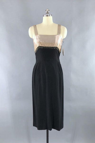 Vintage 1950s Sequined Satin Dress-ThisBlueBird - Modern Vintage