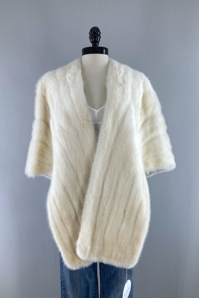 Vintage 1950s Winter White Fur Stole-ThisBlueBird