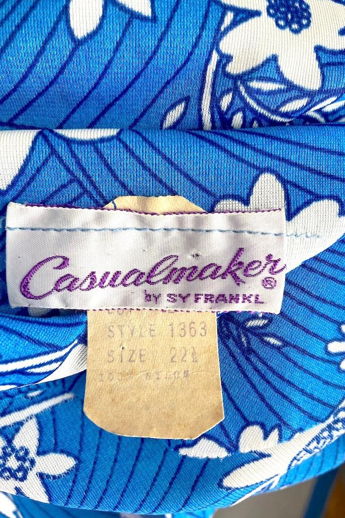 Vintage 1960s Blue Floral Day Dress-ThisBlueBird