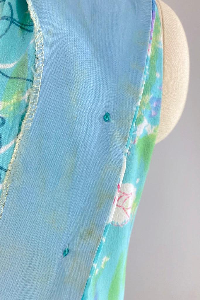Vintage 1960s Blue Floral Print Dress-ThisBlueBird