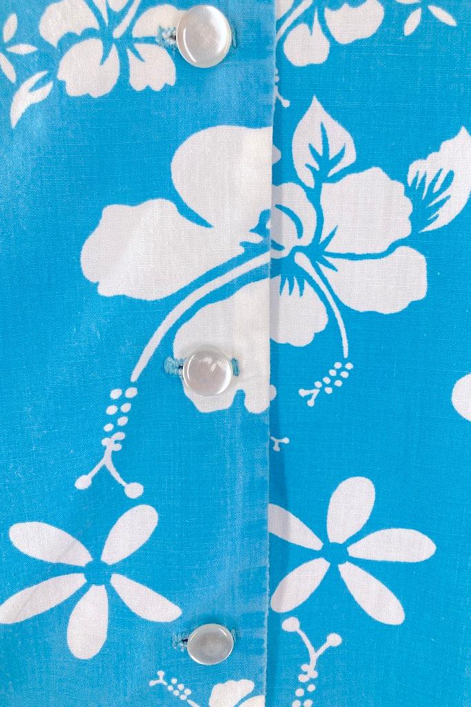 Vintage 1960s Blue Hawaiian Shirt-ThisBlueBird