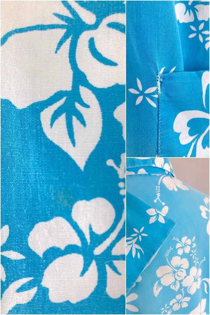Vintage 1960s Blue Hawaiian Shirt-ThisBlueBird