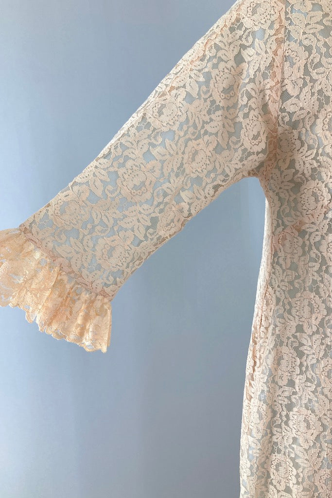 Vintage 1960s Blush Lace Robe-ThisBlueBird