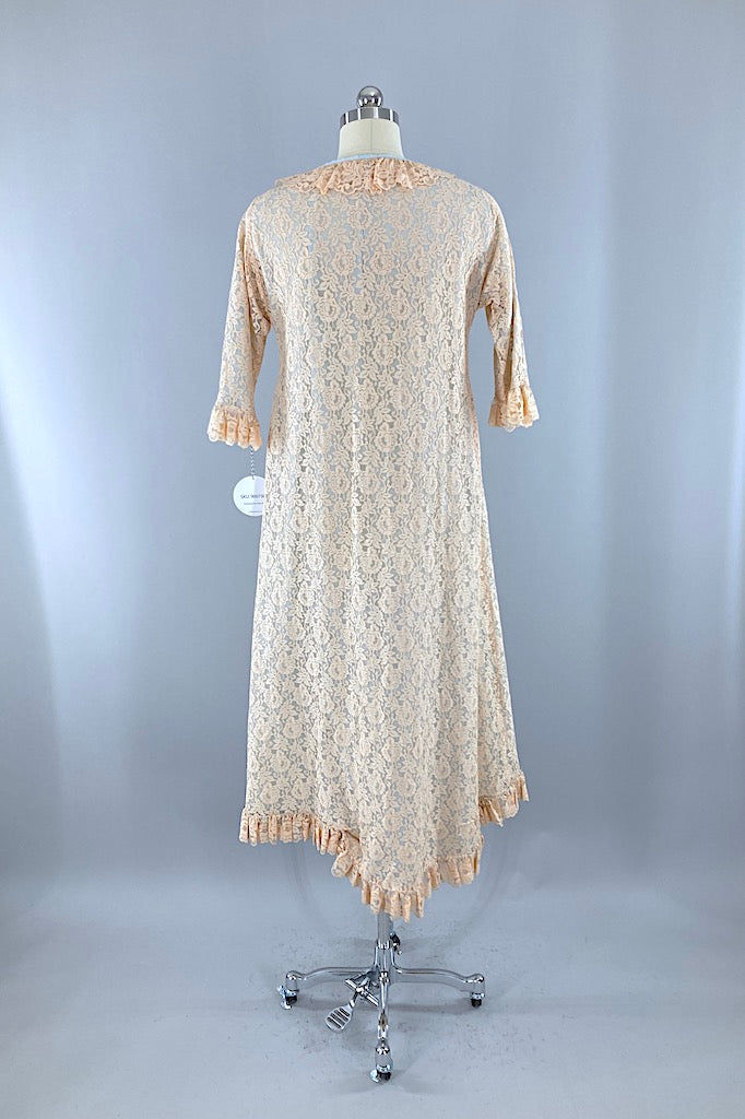 Vintage 1960s Blush Lace Robe-ThisBlueBird