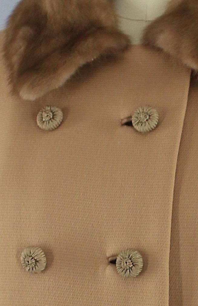 Vintage 1960s Caramel Brown Coat with Fur Trim - ThisBlueBird