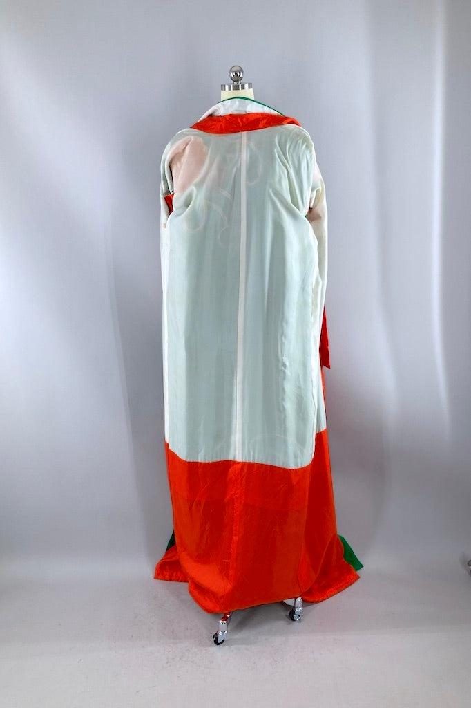 Vintage 1960s Emerald Green Uchikake Silk Kimono-ThisBlueBird