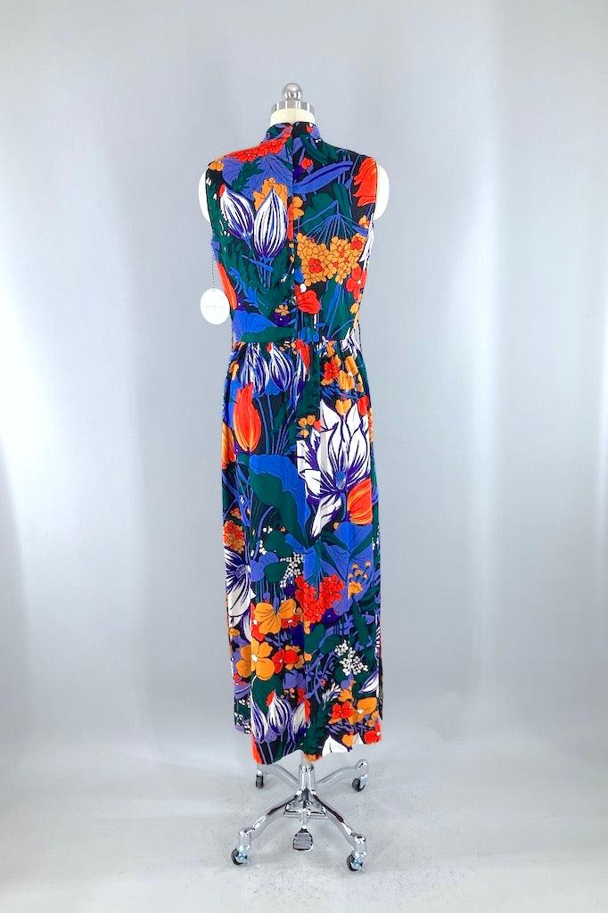 Vintage 1960s Floral Vietnamese Ao Dai Dress-ThisBlueBird