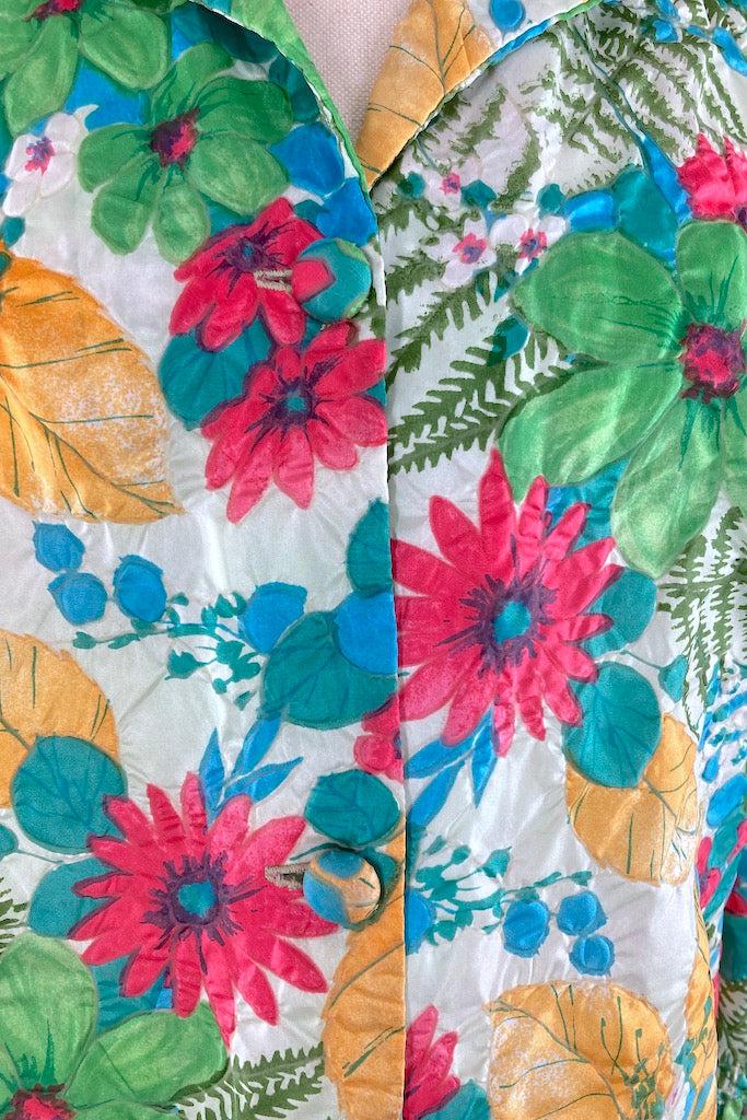 Vintage 1960s Green Floral Print Jacket-ThisBlueBird
