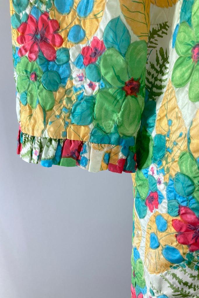 Vintage 1960s Green Floral Print Jacket-ThisBlueBird