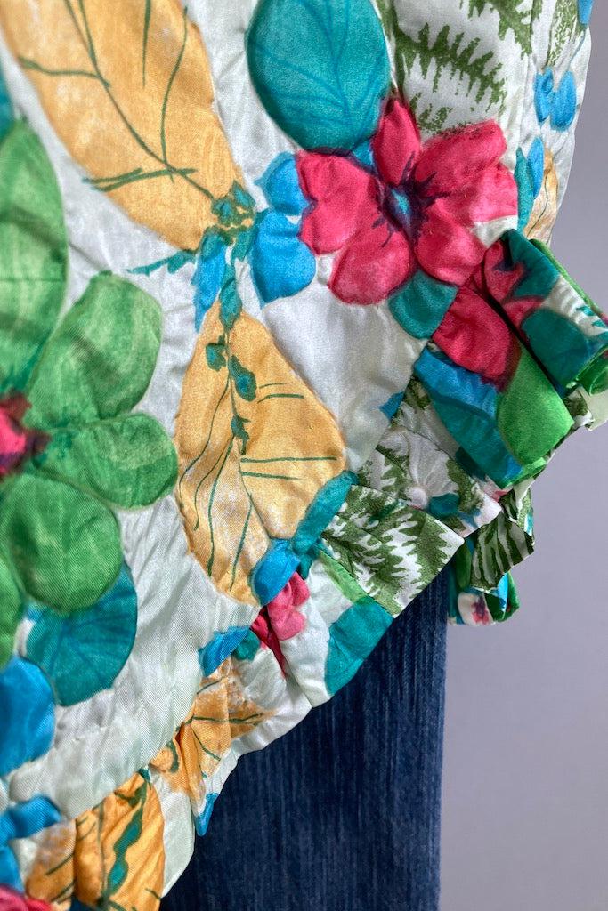 Vintage 1960s Green Floral Print Jacket-ThisBlueBird