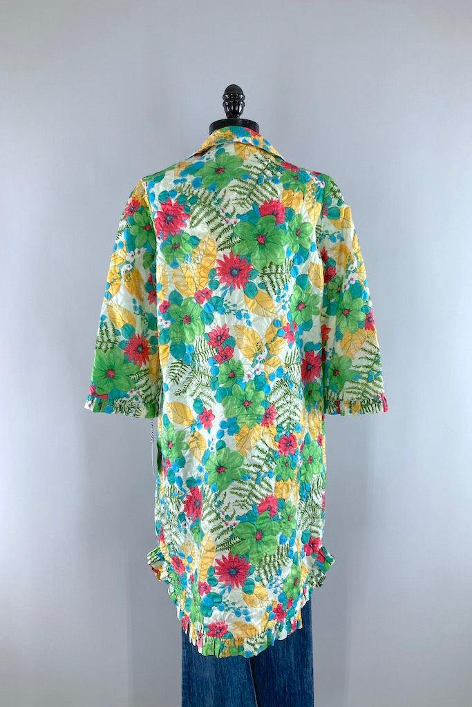 Vintage 1960s Green Floral Print Jacket-ThisBlueBird