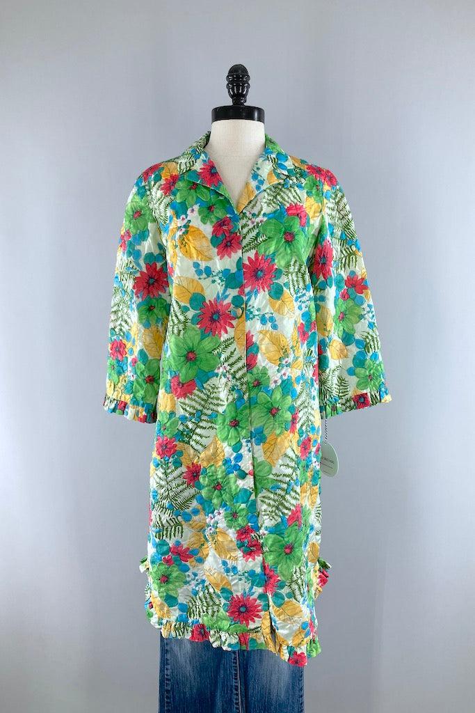 Vintage 1960s Green Floral Print Jacket-ThisBlueBird