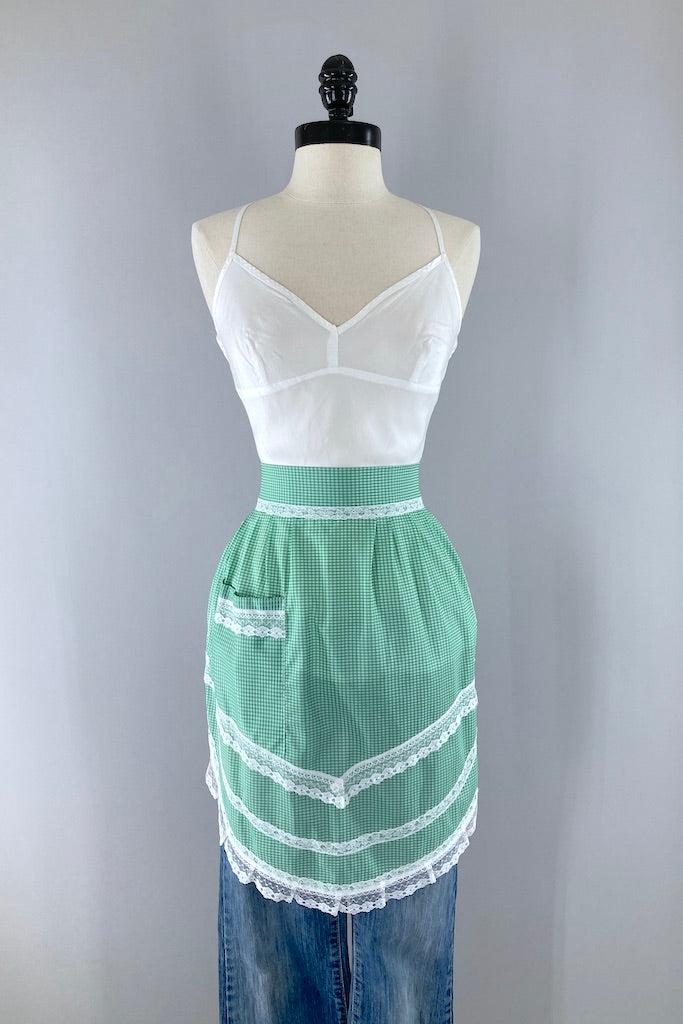 Vintage 1960s Green Gingham Half Apron – ThisBlueBird