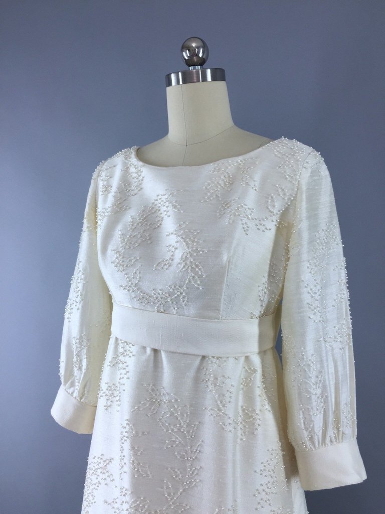 Vintage Ivory Pearl Beaded Wedding Dress ThisBlueBird Vintage Ivory Pearl Beaded Wedding Dress ThisBlueBird