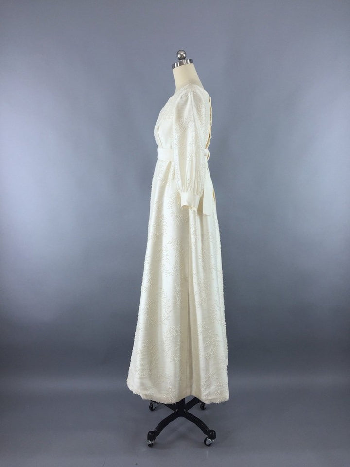 Vintage 1960s Ivory Pearl Beaded Wedding Dress - ThisBlueBird