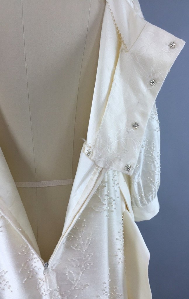 Vintage 1960s Ivory Pearl Beaded Wedding Dress - ThisBlueBird
