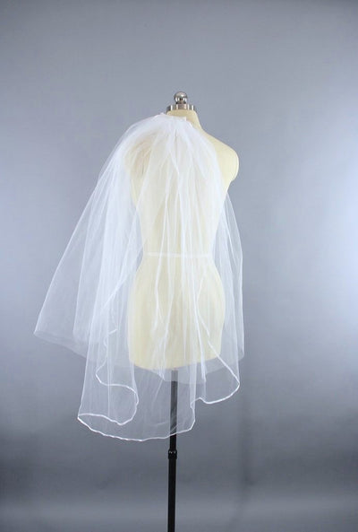 Vintage 1960s Lace and Satin Bridal Gown with Veil-ThisBlueBird