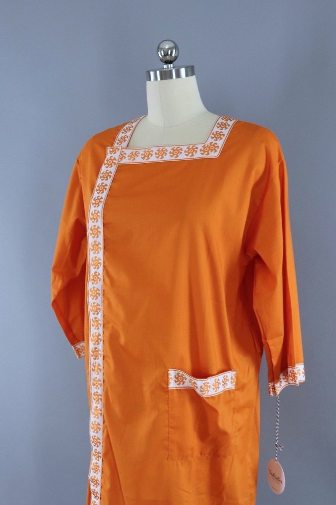 Vintage 1960s Orange House Dress-ThisBlueBird - Modern Vintage