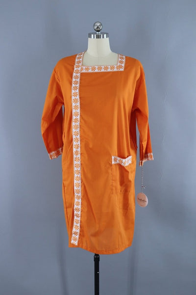 Vintage 1960s Orange House Dress-ThisBlueBird - Modern Vintage