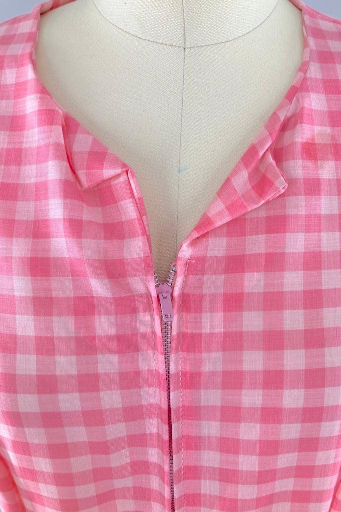 Vintage 1960s Pink Gingham Scooter Dress-ThisBlueBird