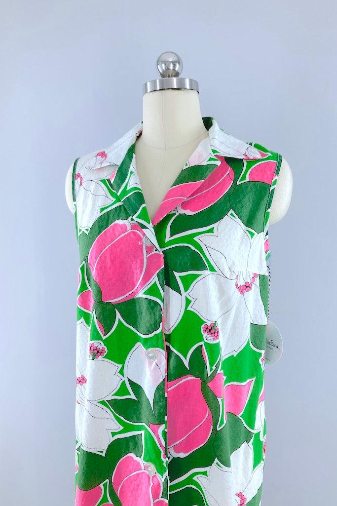 Vintage 1960s Preppy Floral Sundress-ThisBlueBird