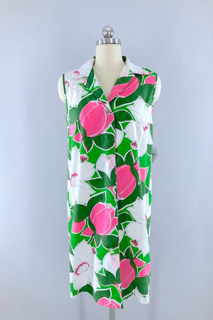 Vintage 1960s Preppy Floral Sundress-ThisBlueBird