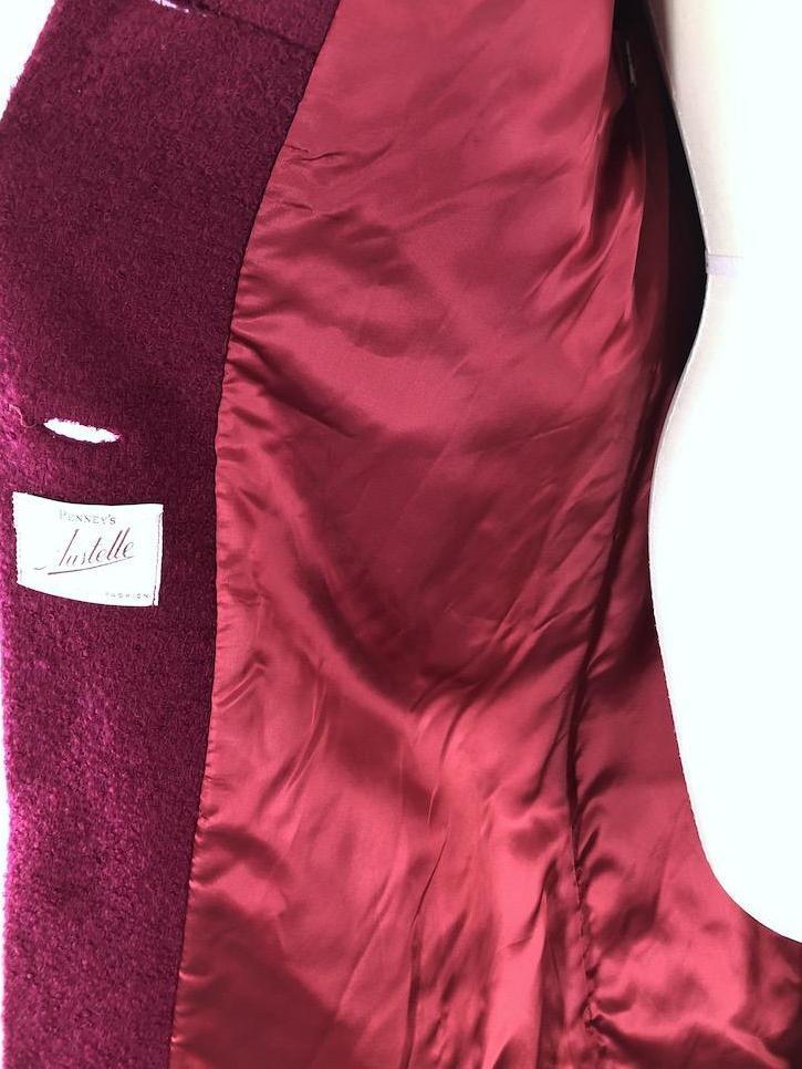 Vintage 1960s Red Winter Coat with Brown Mink Fur Collar - ThisBlueBird