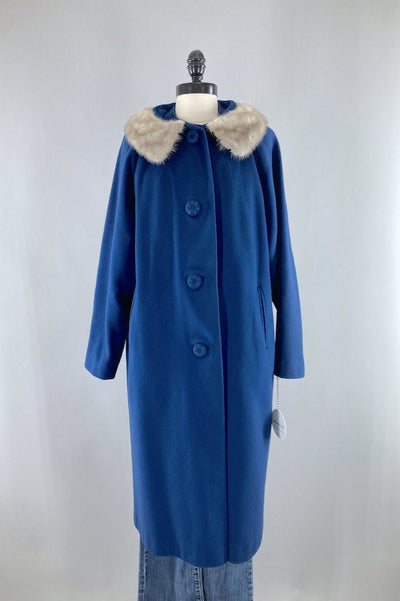 Vintage 1960s Sapphire Blue Coat-ThisBlueBird