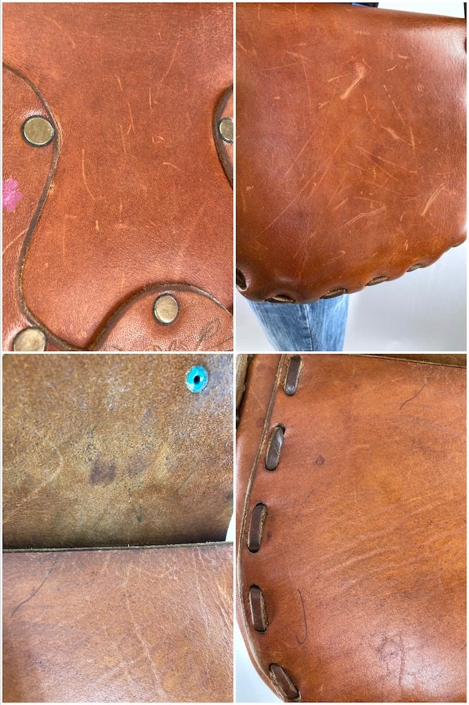 Vintage 1960s Tooled & Painted Leather Bag-ThisBlueBird