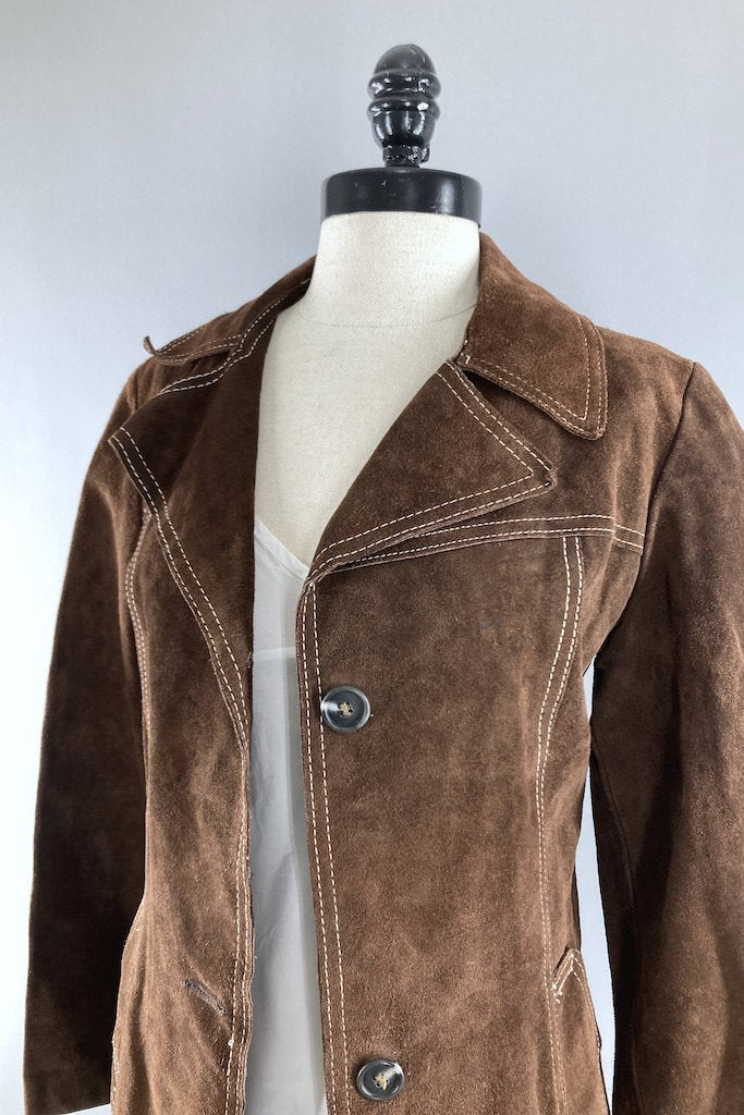 Vintage 1970s Brown Suede Jacket-ThisBlueBird
