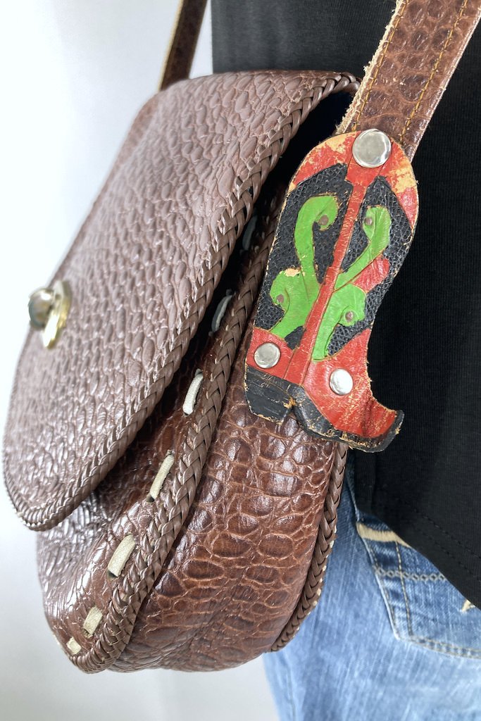 Vintage 1970s Cowgirl Boots Leather Purse-ThisBlueBird