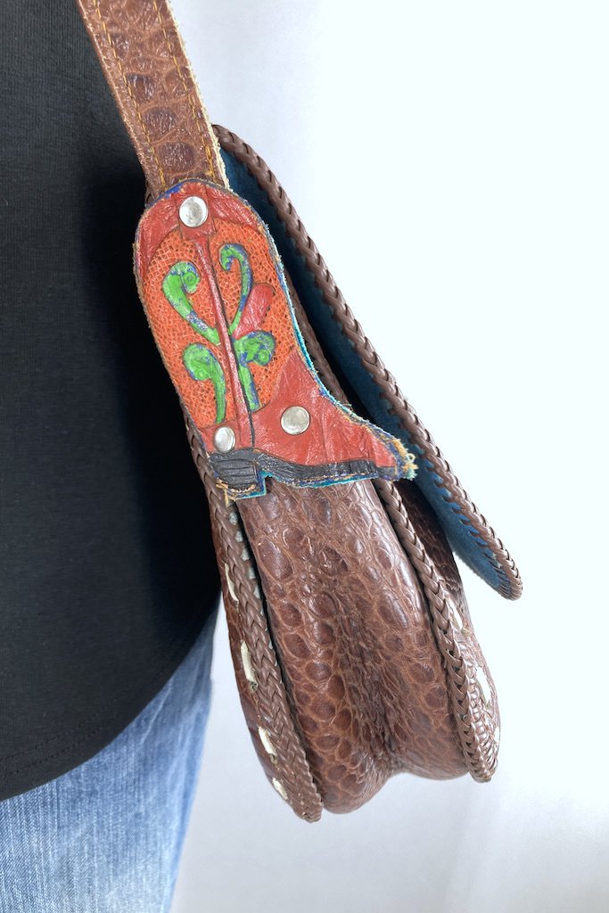 Vintage 1970s Cowgirl Boots Leather Purse-ThisBlueBird