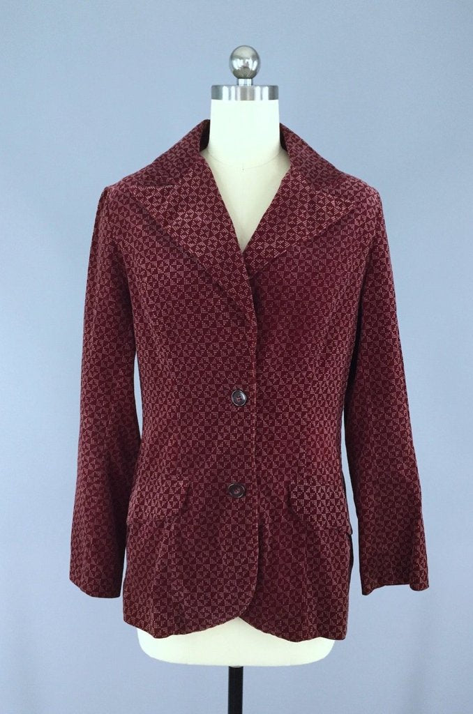 Vintage 1970s Velvet Blazer Riding Jacket by F. A. Chatta - ThisBlueBird